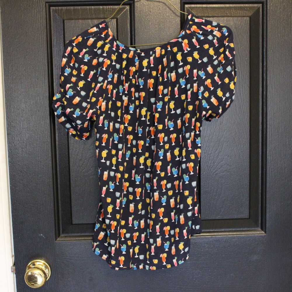 Joie Cocktail Pattern Button Down Blouse Size Xs - image 3